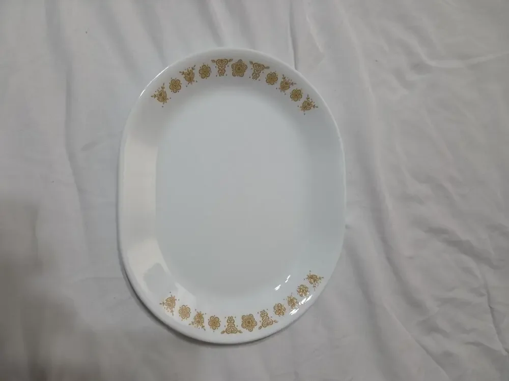 Vintage Corelle by Corning Butterfly Gold Oval Serving Platter Dish 12
